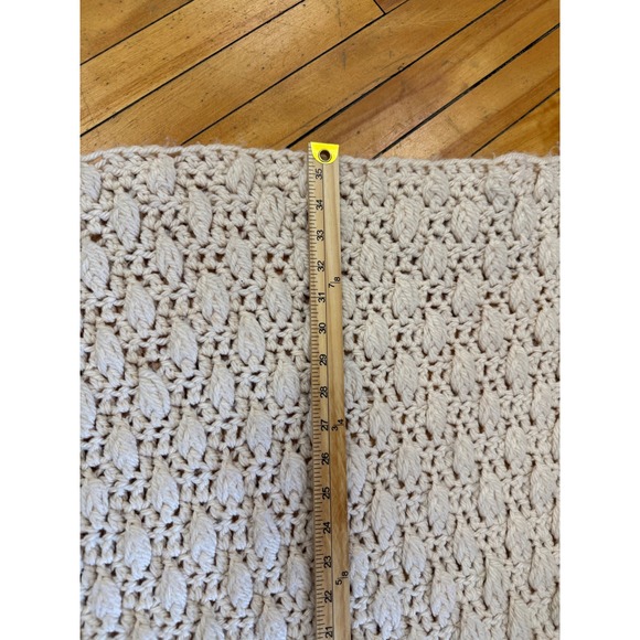 Boho Vintage Crochet Knit Fringe Shawl - Picture 6 of 7